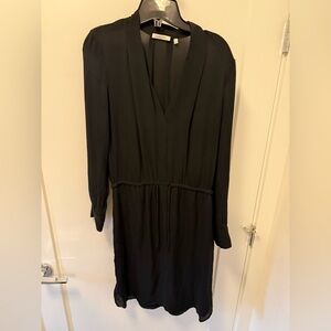 Aritzia Babaton medium Black V-Neck Long Sleeve Women's Dress 100% silk